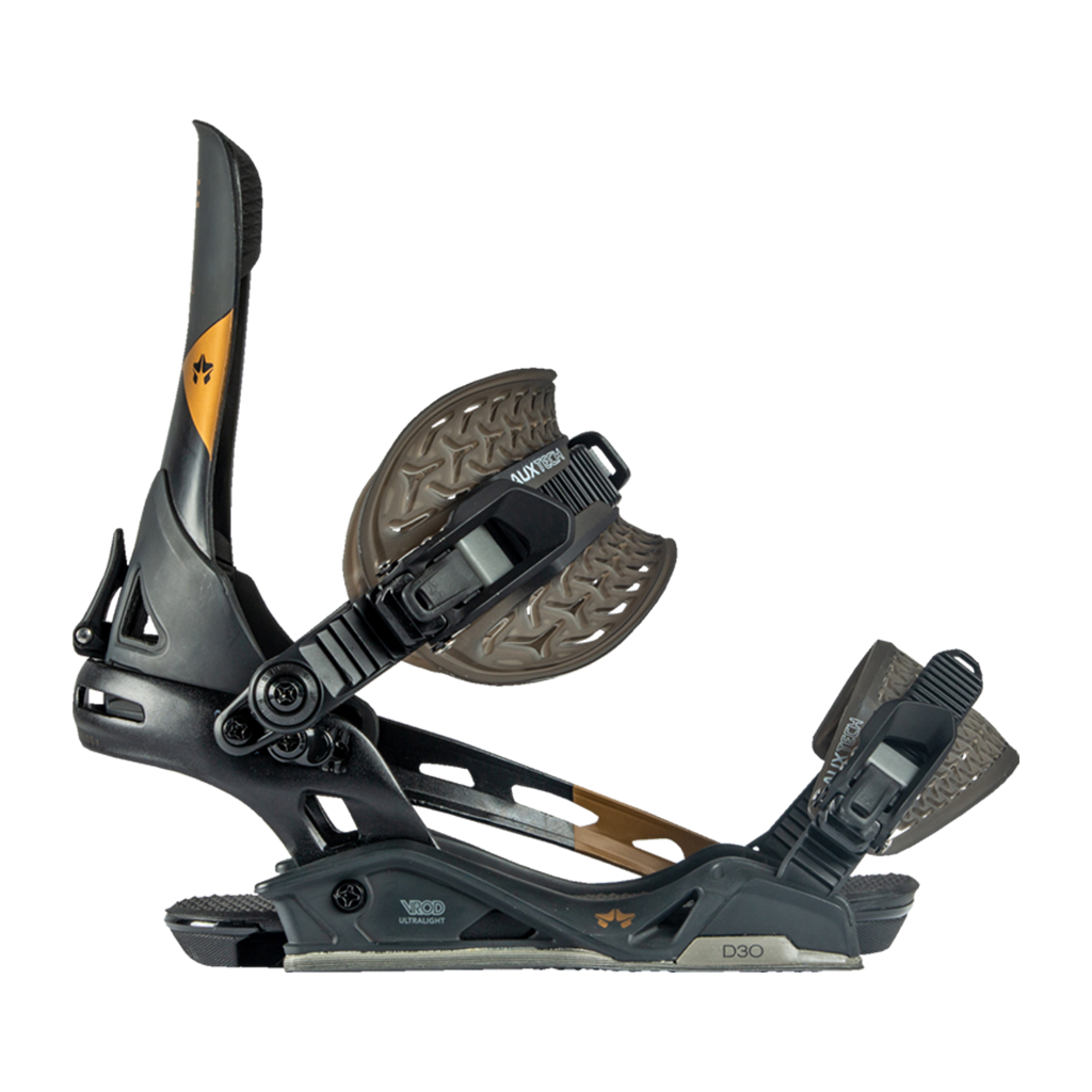 Rome Black Label snowboard bindings side view by rome snowboards