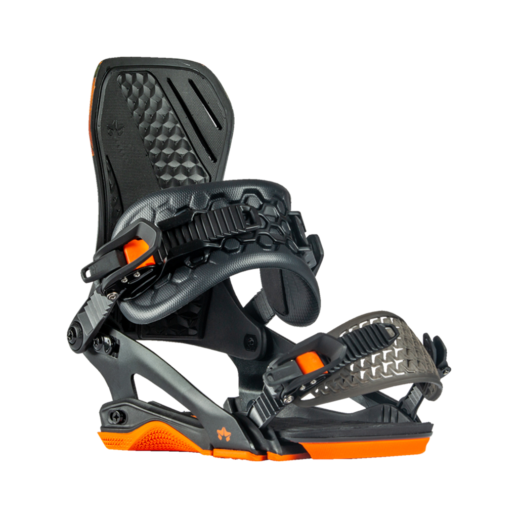 Rome dod camo snowboard bindings front side view