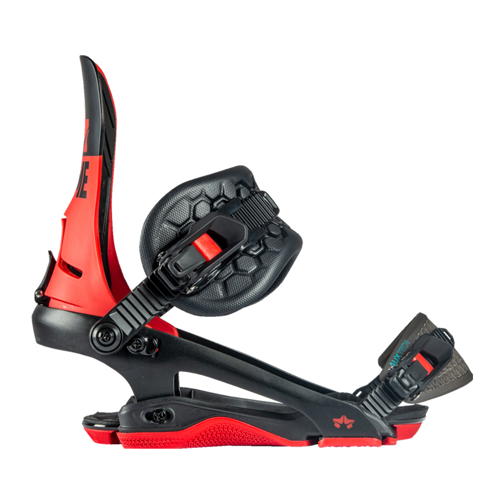 Rome dod red snowboard bindings side view