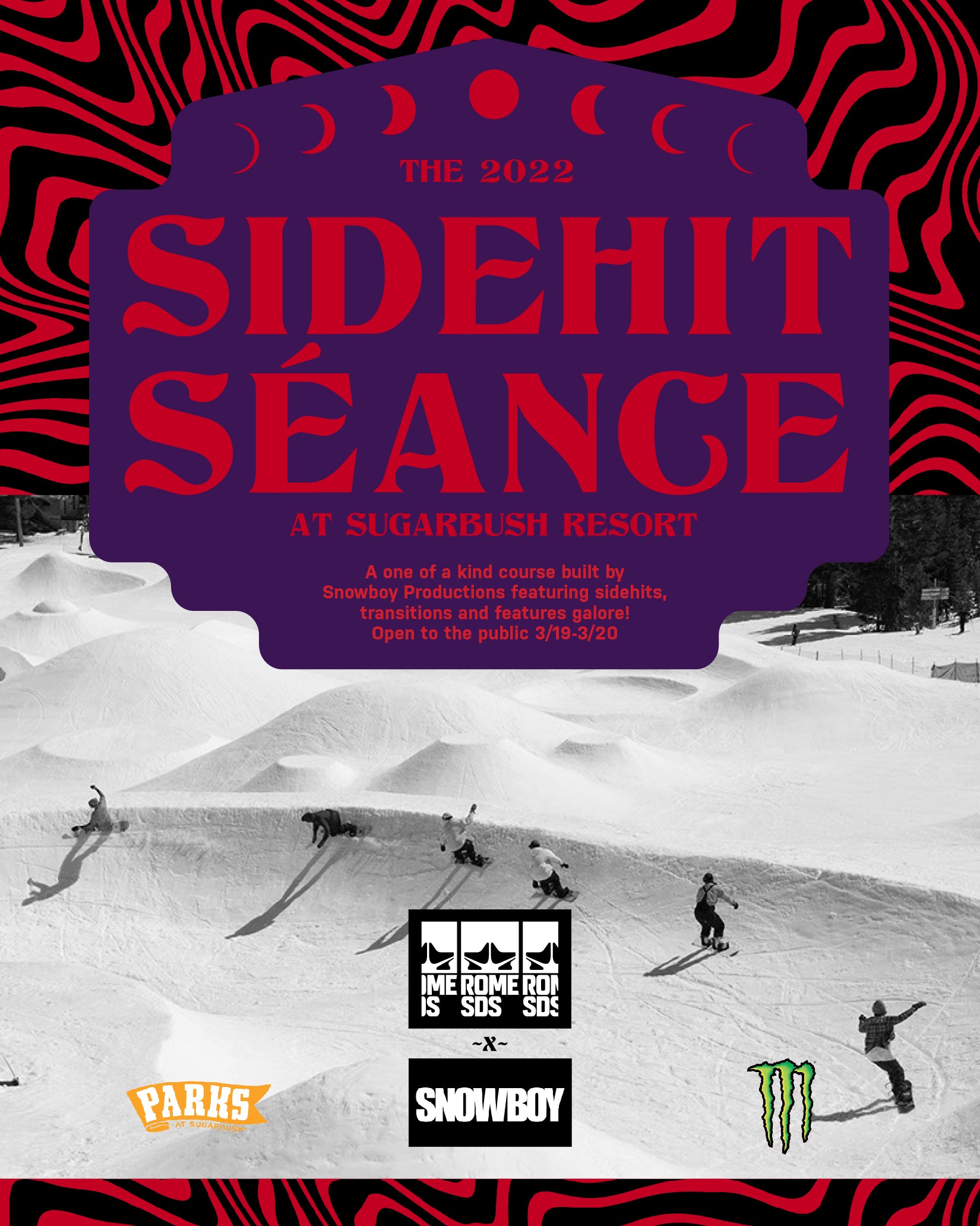 Seance event banner, 22/23, Rome Snowboards, Conjuring Good Vibes at the Sidehit Seance