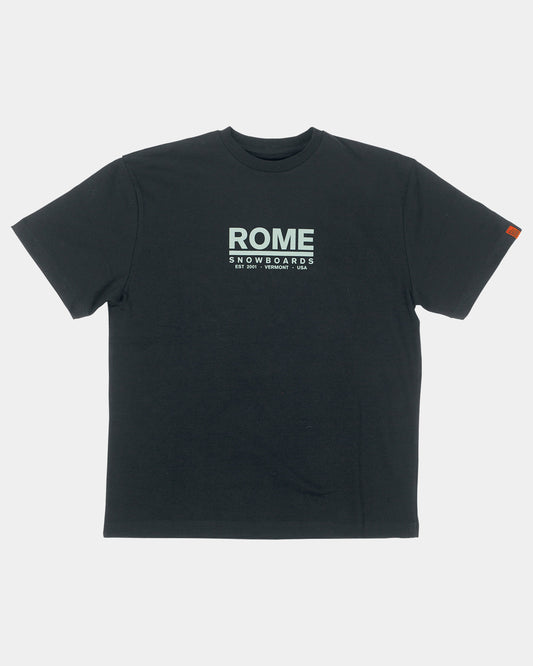 Rome t-shirts in black. Logo T-shirt 2025 | Rome Snowboards™ 2025.