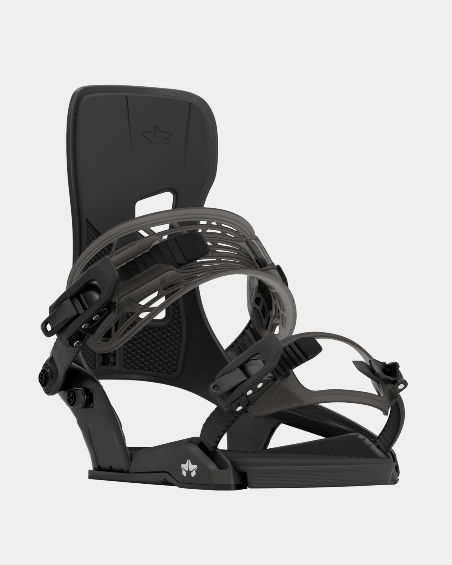 Rome Crux 2022 mens snowboard bindings product photo from the front cover shot in the studio color black