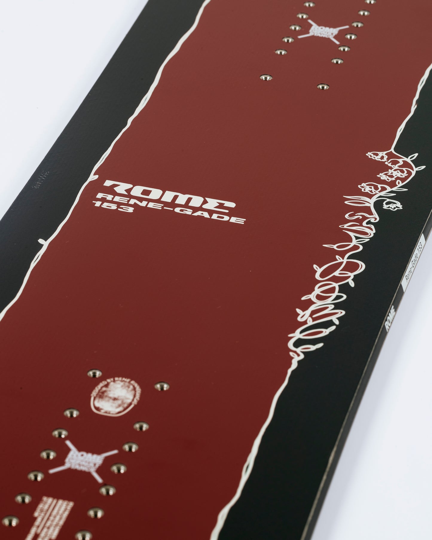 Cool snowboard graphics on new freestyle snowboard. Rene-gade 2025 | Rome Snowboards™ 2025.