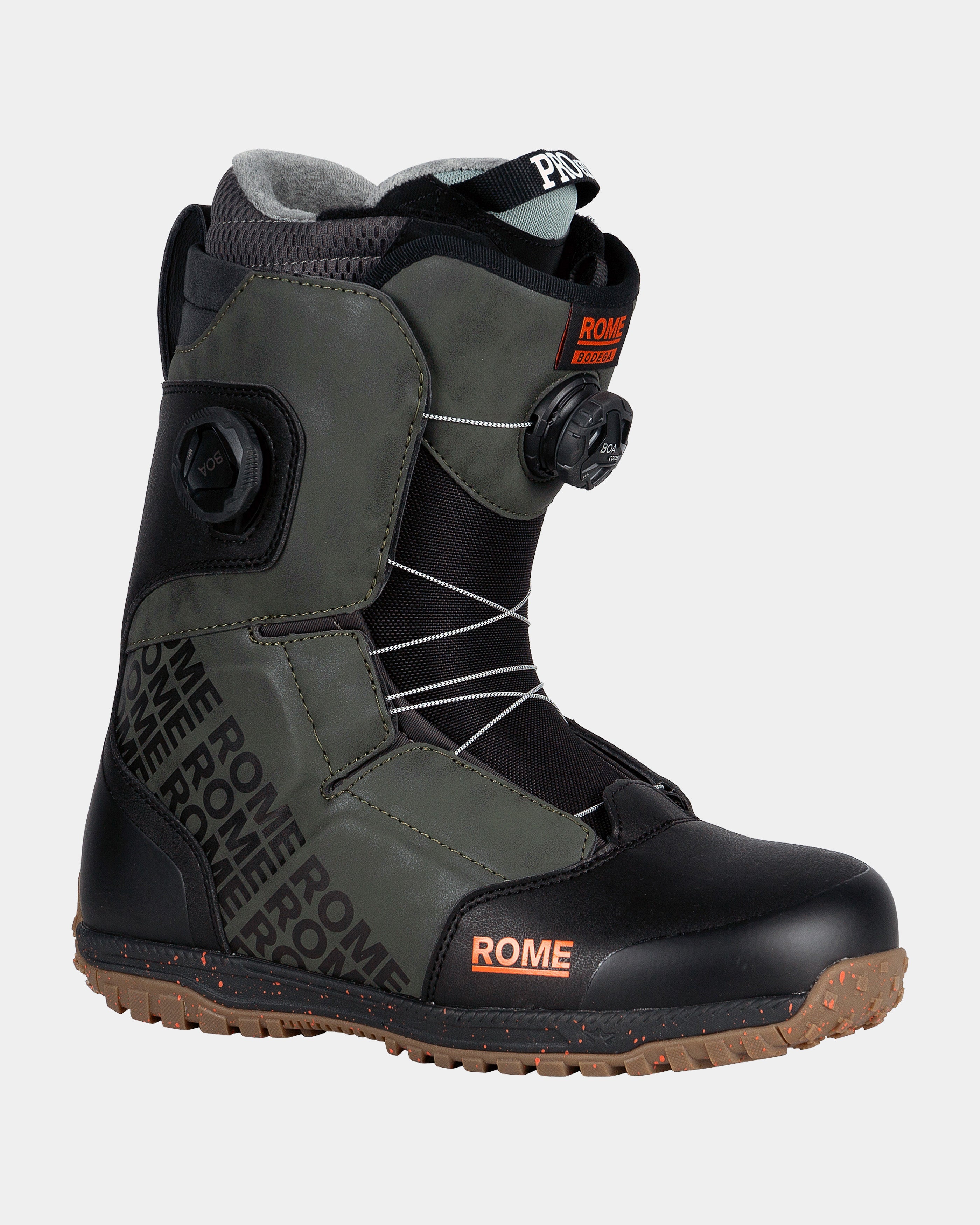 Rome Bodega Double Boa Snowboard Boots Men's Size 11.5 Black/Olive New