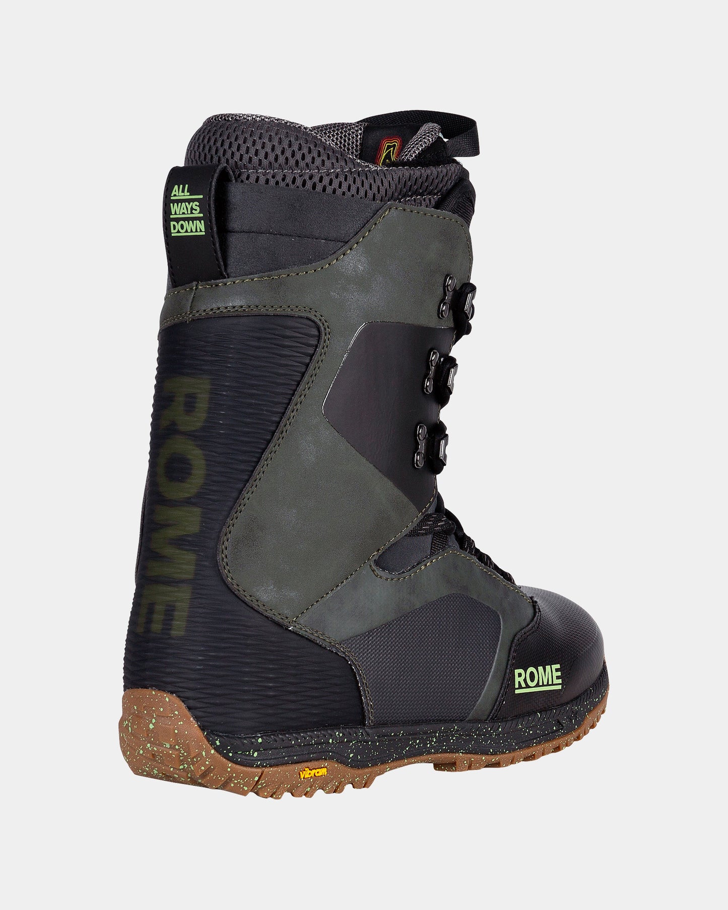 features-bg-black/olive Libertine Lace 2025 | Rome Snowboards™ professional snowboard boots