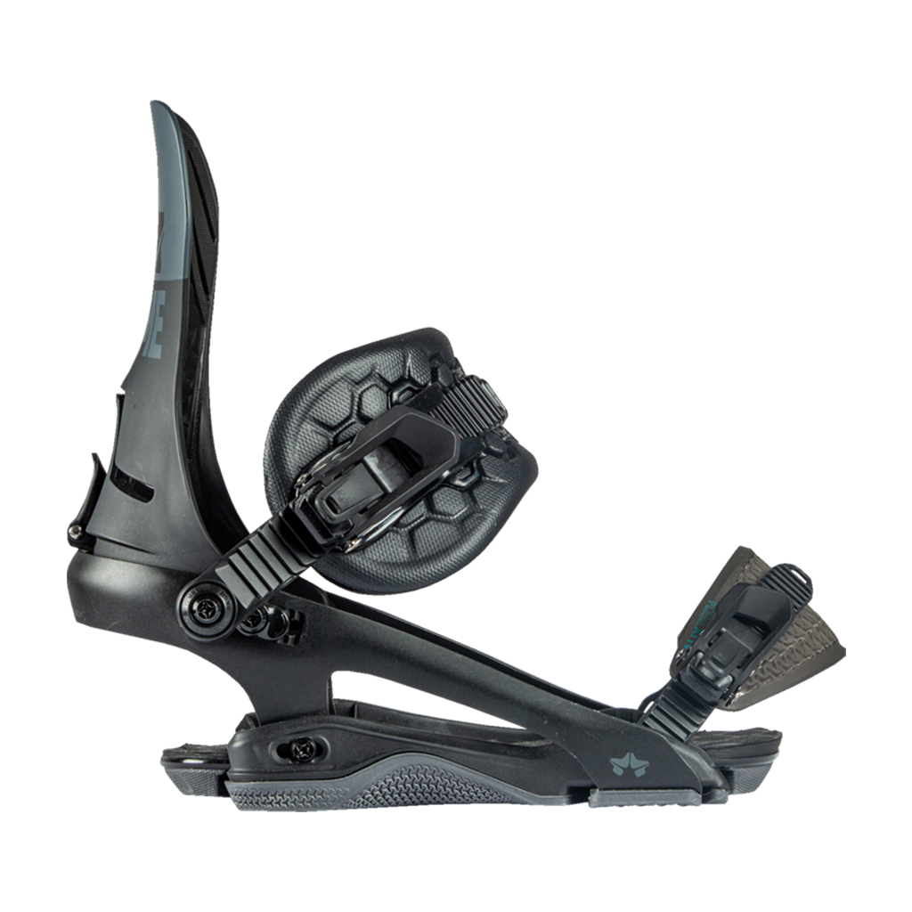 Rome dod black snowboard bindings side view