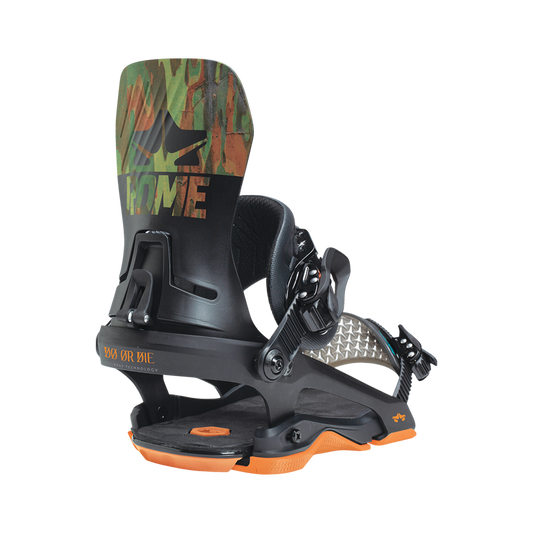 Rome dod camo snowboard bindings back side view
