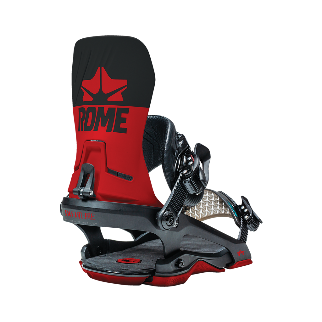 Rome dod red snowboard bindings back side view