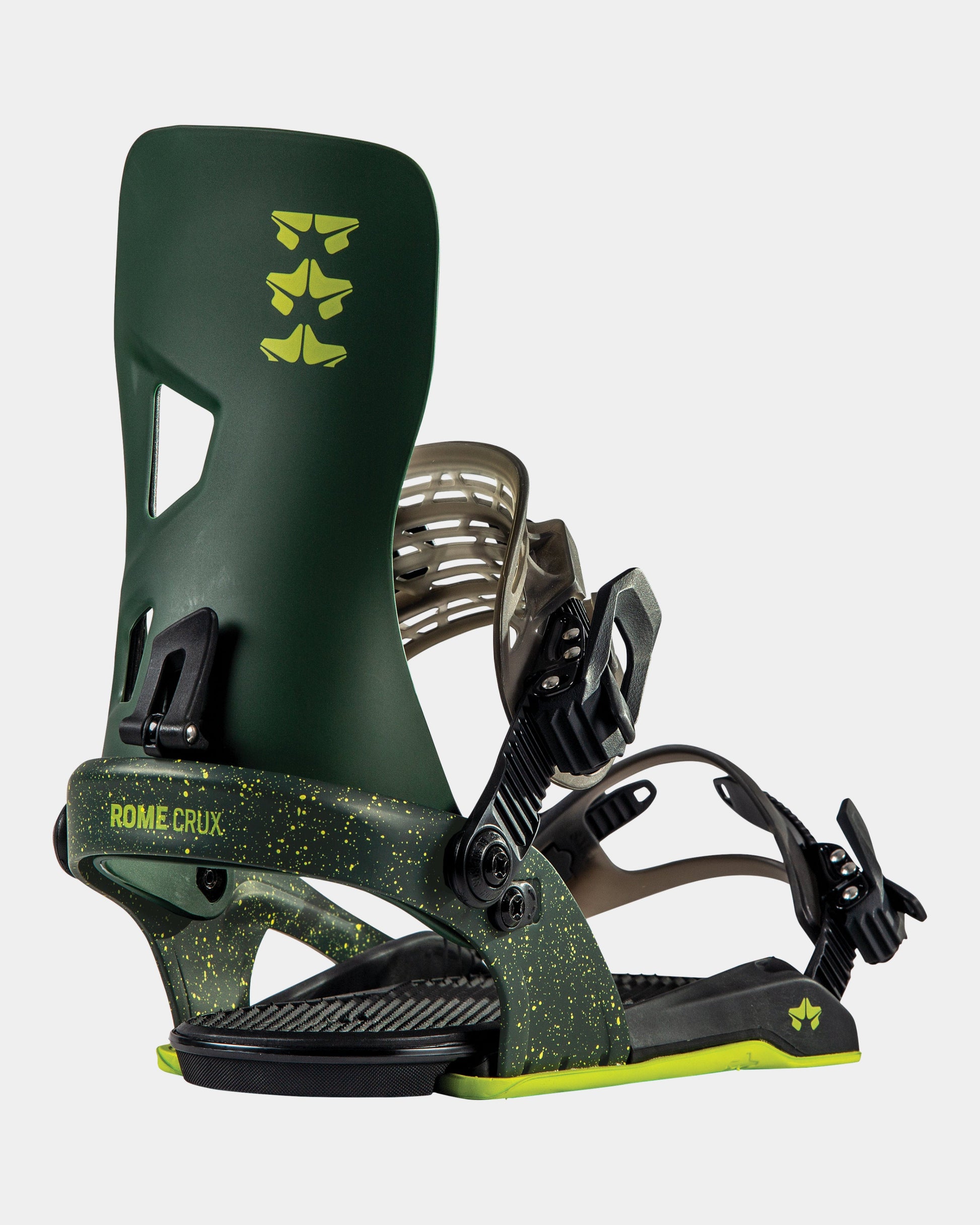 Rome Crux 2023 rome bindings product photo from the back cover shot in the studio color swamp