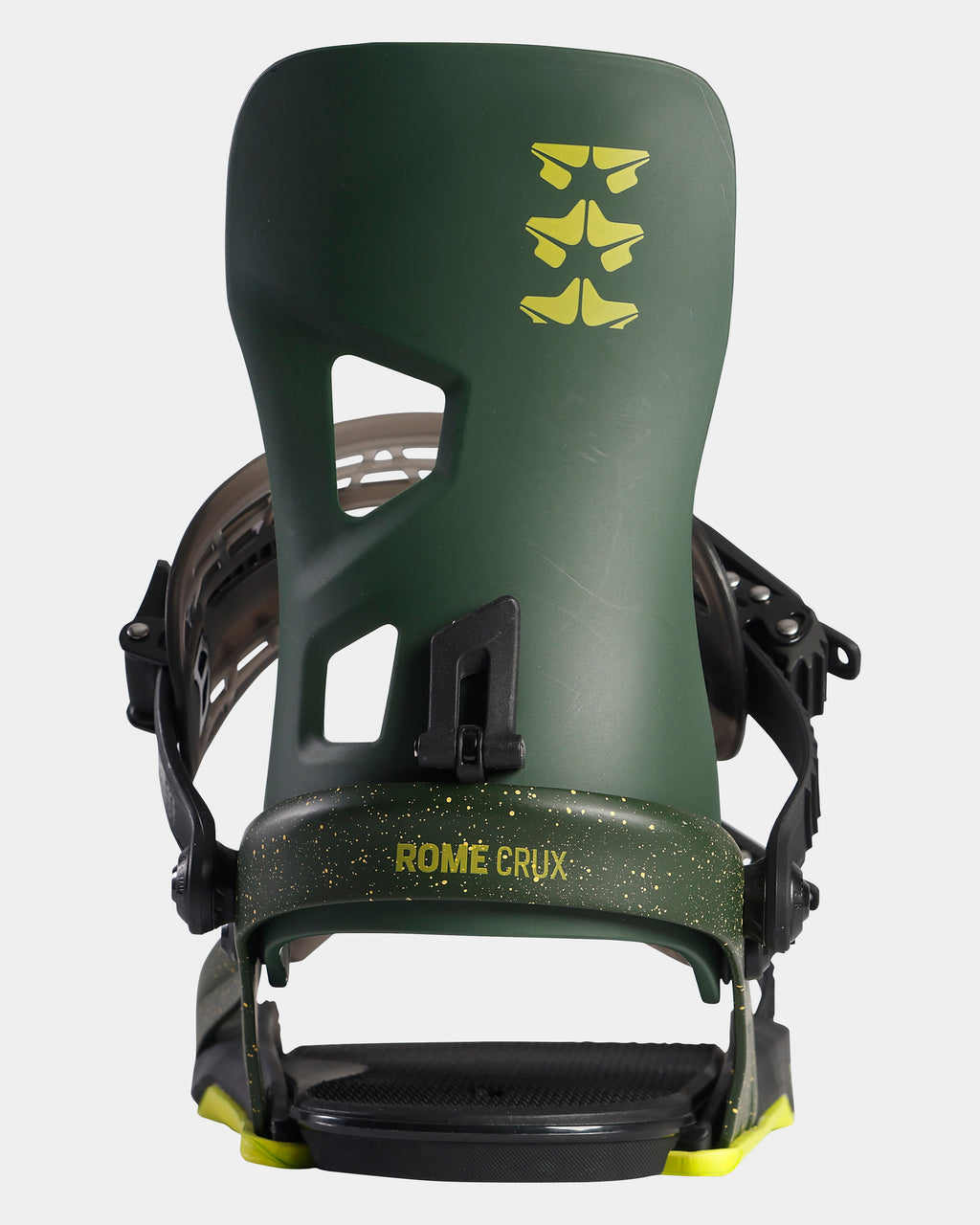 Rome Crux bindings 2023 rome sds bindings product photo from the back cover shot in the studio color swamp
